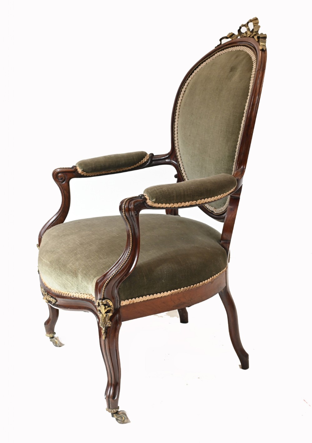 Pair Victorian Salon Chairs Arm 1870 View V