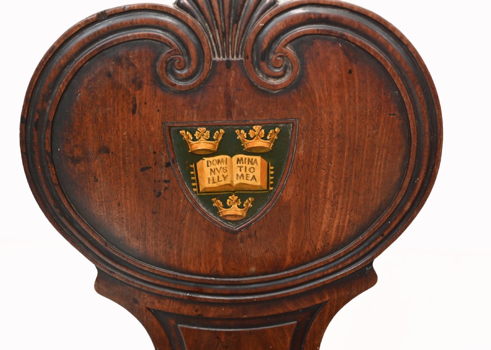 Pair Antique Hall Chairs Mahogany Stately Home Crest View IV