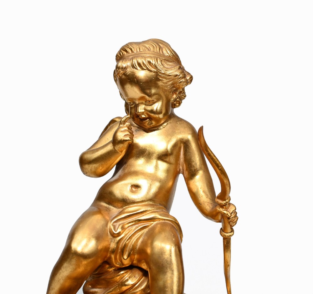 Gilt Mantle Clock French Cherub Ormolu Antique Timepiece View II