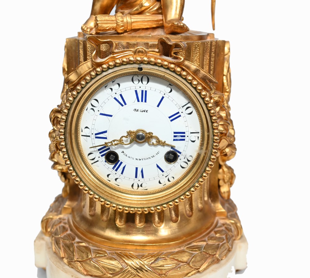 Gilt Mantle Clock French Cherub Ormolu Antique Timepiece View IV