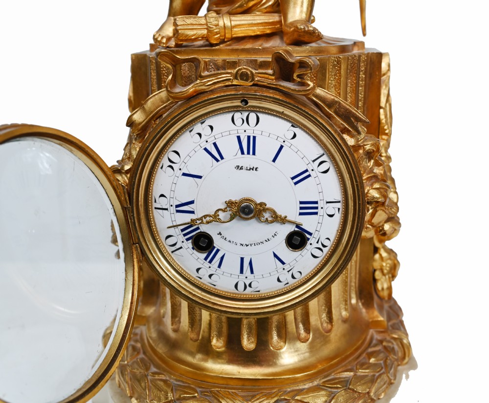 Gilt Mantle Clock French Cherub Ormolu Antique Timepiece View VI