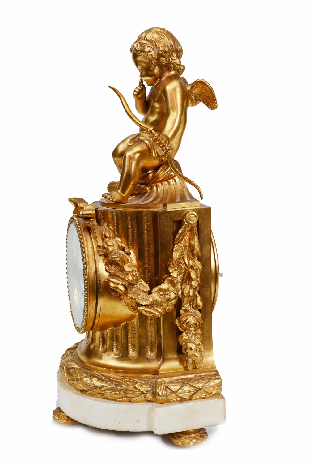 Gilt Mantle Clock French Cherub Ormolu Antique Timepiece View VII
