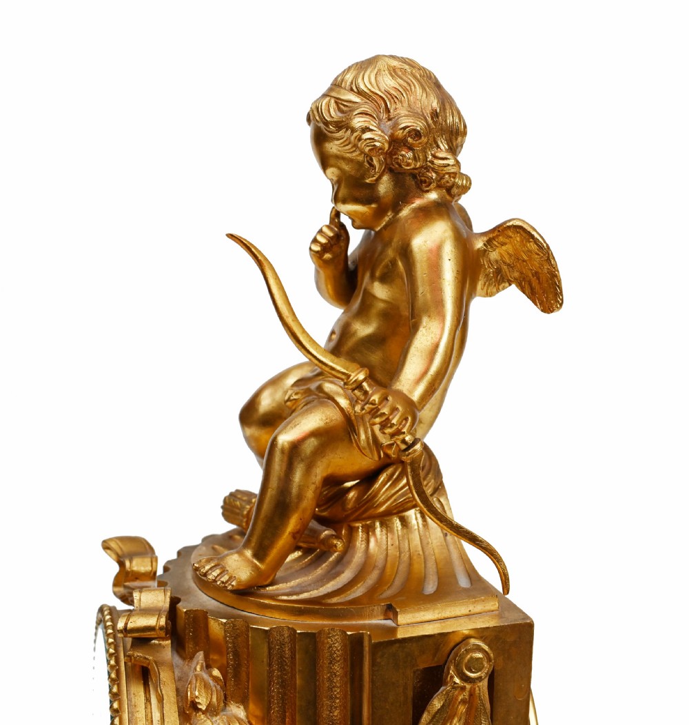 Gilt Mantle Clock French Cherub Ormolu Antique Timepiece View VIII