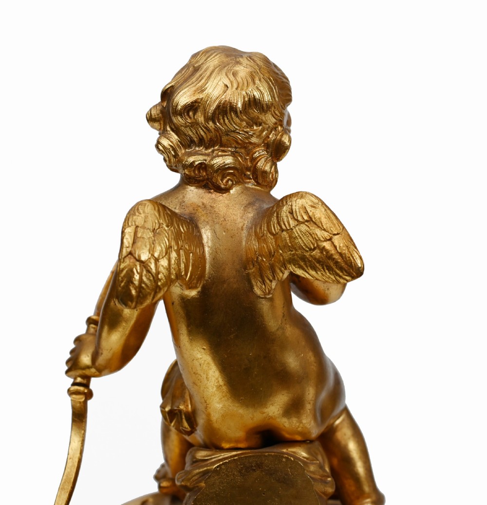 Gilt Mantle Clock French Cherub Ormolu Antique Timepiece View XIV