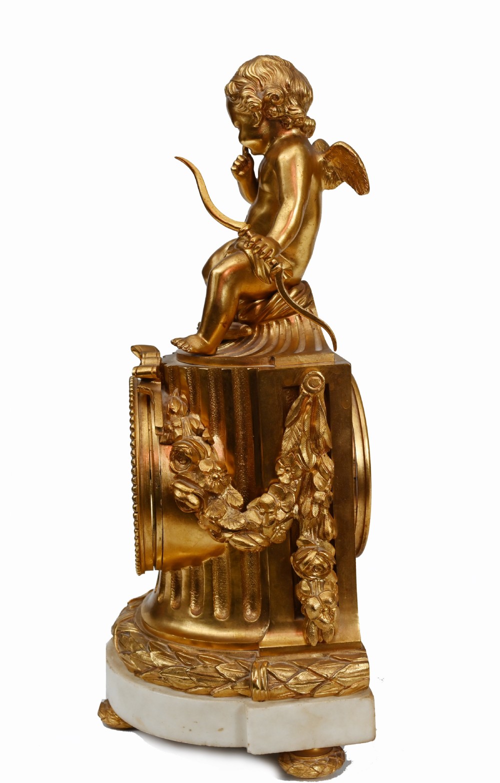 Gilt Mantle Clock French Cherub Ormolu Antique Timepiece View XVI