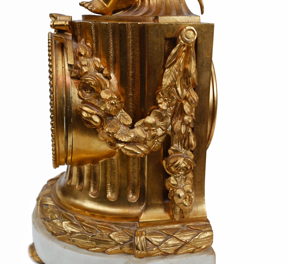 Gilt Mantle Clock French Cherub Ormolu Antique Timepiece View XVII