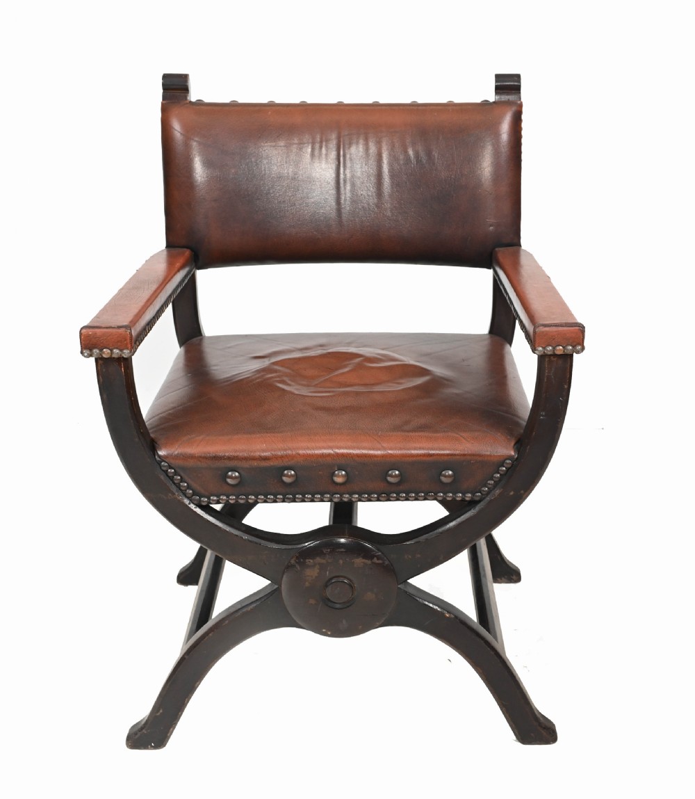 Pair Moroccan Arm Chairs Antique X Frame Furniture View III