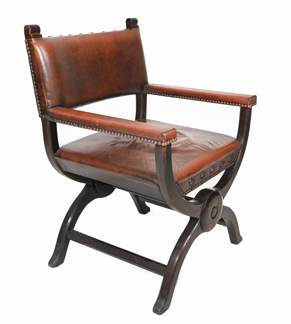 Pair Moroccan Arm Chairs Antique X Frame Furniture View V