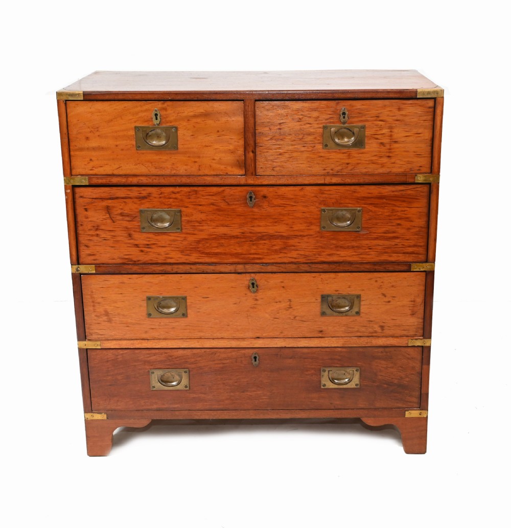 Antique Campaign Chest of Drawers Commode Walnut