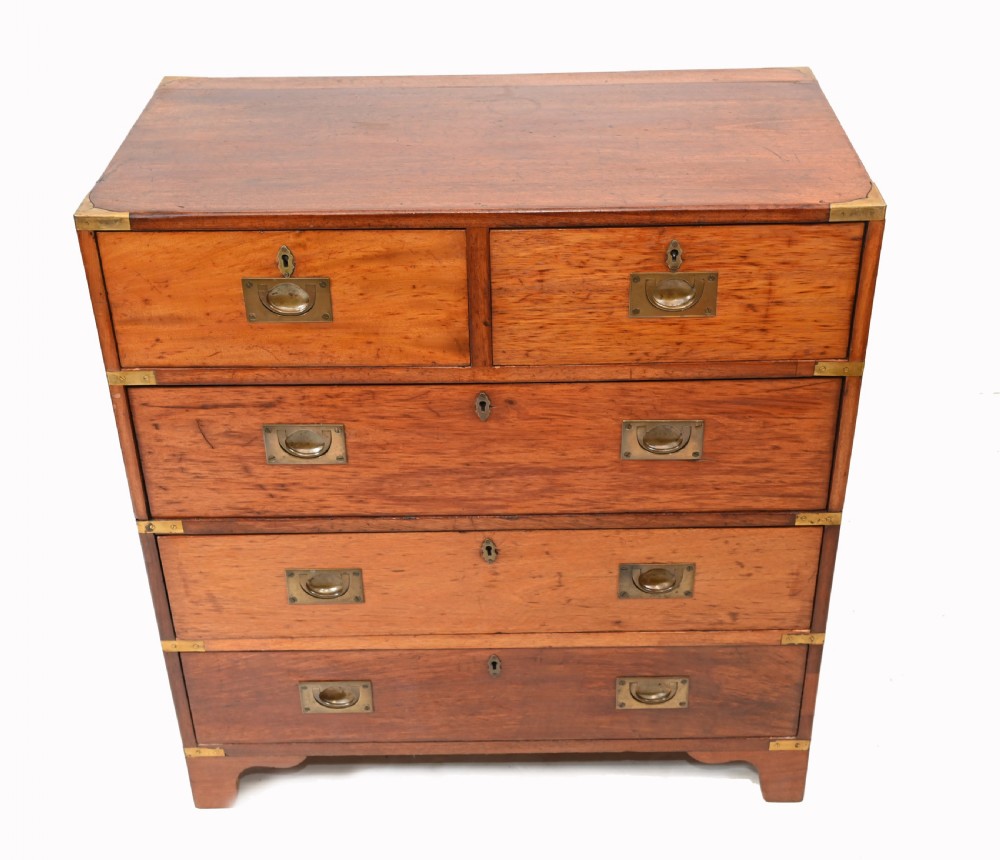 Antique Campaign Chest of Drawers Commode Walnut View II