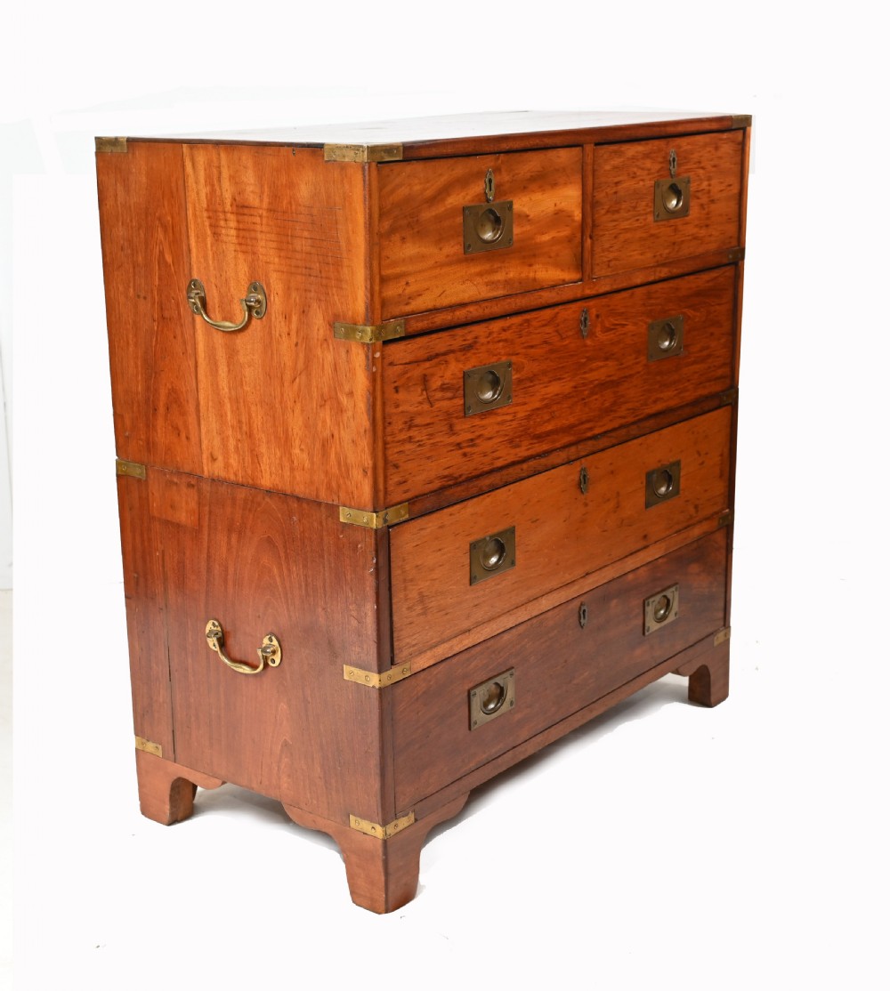 Antique Campaign Chest of Drawers Commode Walnut View III