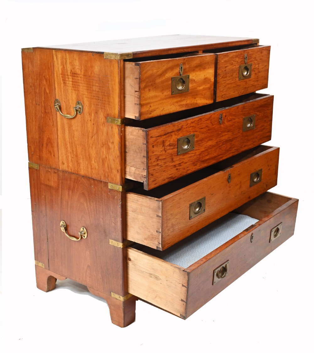 Antique Campaign Chest of Drawers Commode Walnut View IV