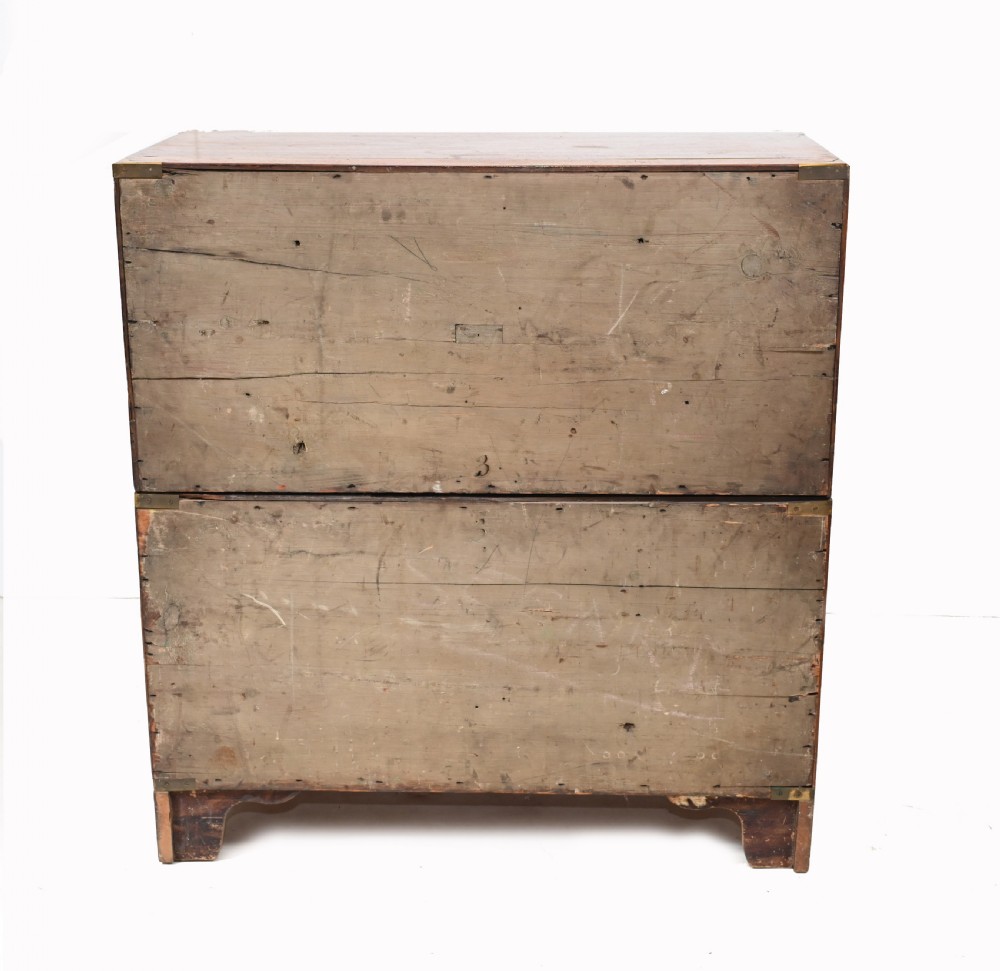 Antique Campaign Chest of Drawers Commode Walnut View VIII
