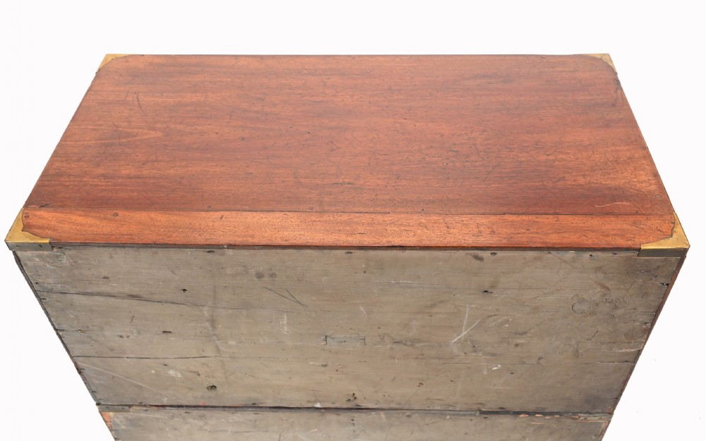 Antique Campaign Chest of Drawers Commode Walnut View IX