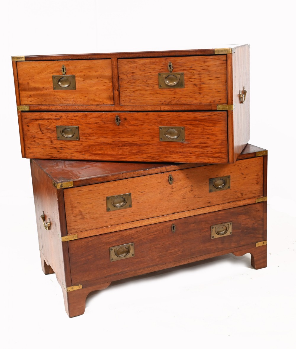 Antique Campaign Chest of Drawers Commode Walnut View X