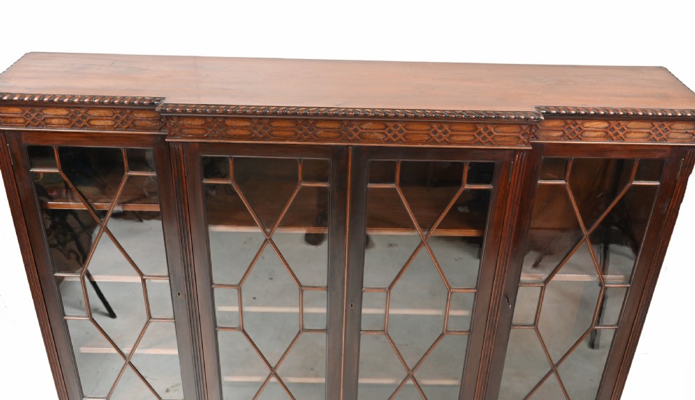 Chippendale Cabinet Mahogany Breakfront Glass Fronted View III