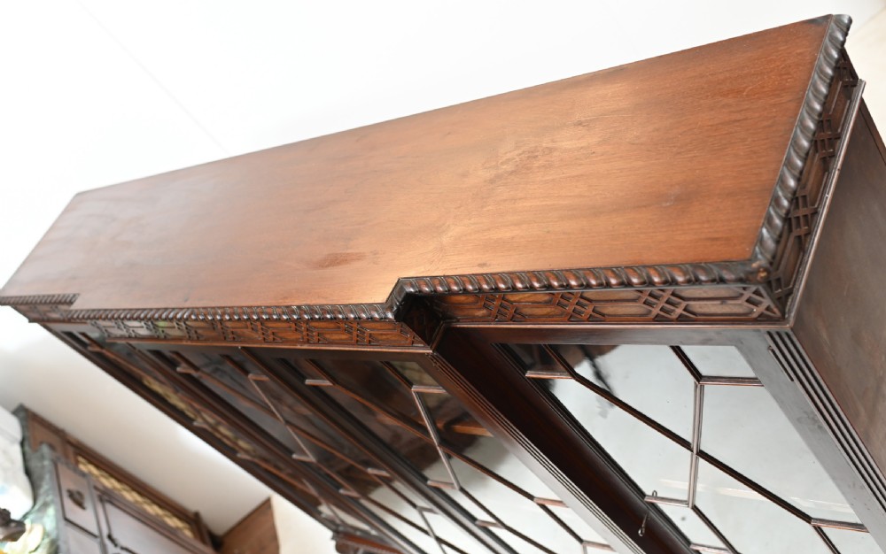 Chippendale Cabinet Mahogany Breakfront Glass Fronted View IX