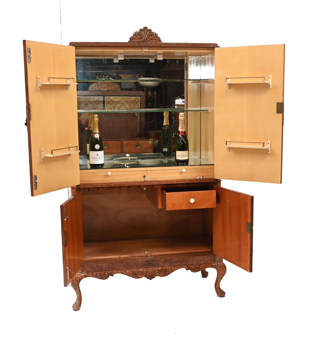 Vintage Epstein Drinks Cabinet Deco Walnut Cocktail Chest View IV