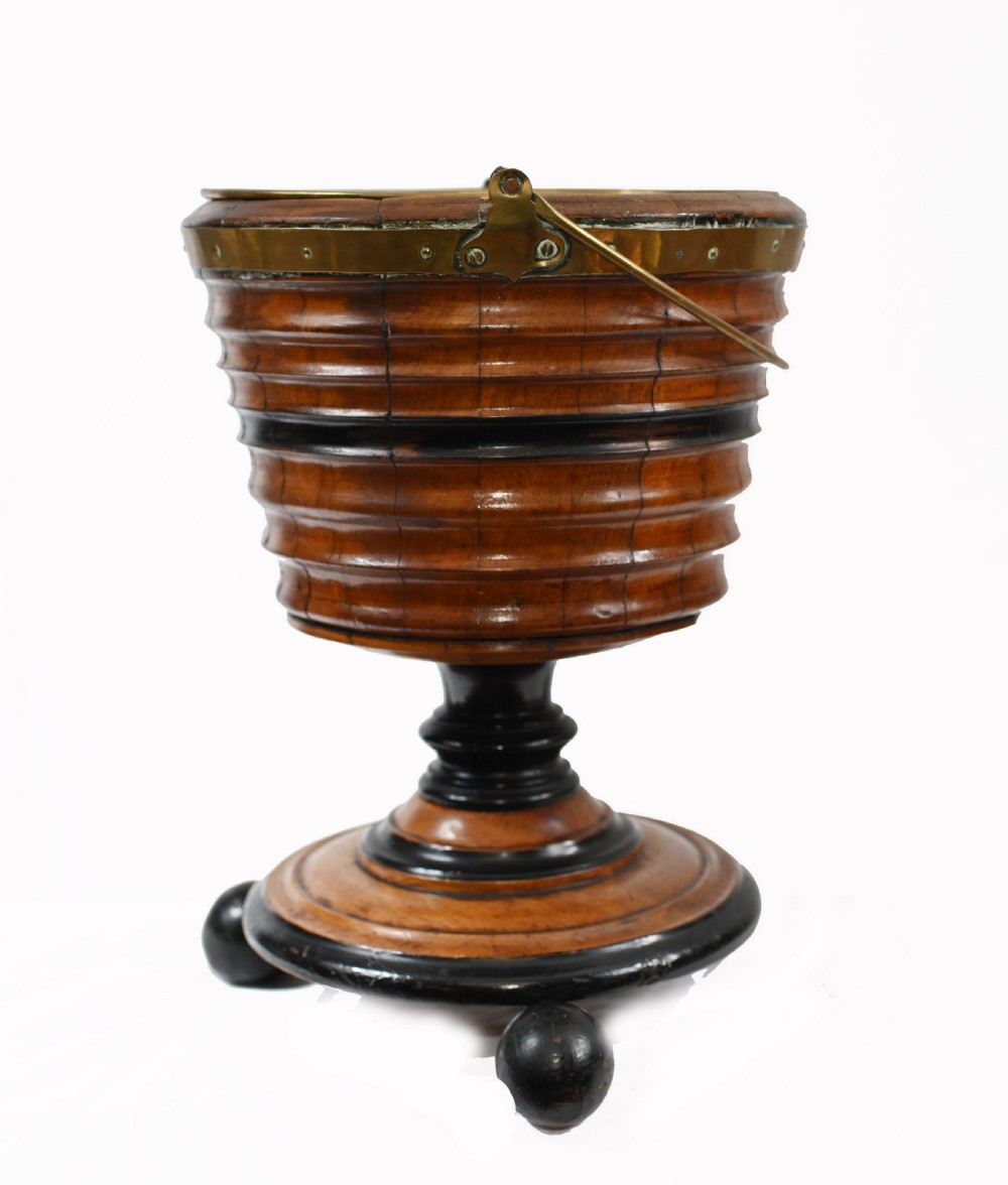 1880 Dutch Teestoof Bucket Planter Ebony Walnut View IV