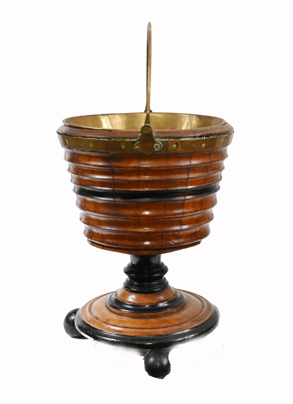 1880 Dutch Teestoof Bucket Planter Ebony Walnut View V