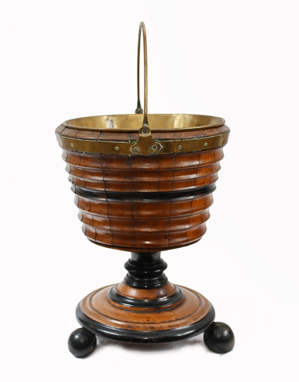1880 Dutch Teestoof Bucket Planter Ebony Walnut View VII