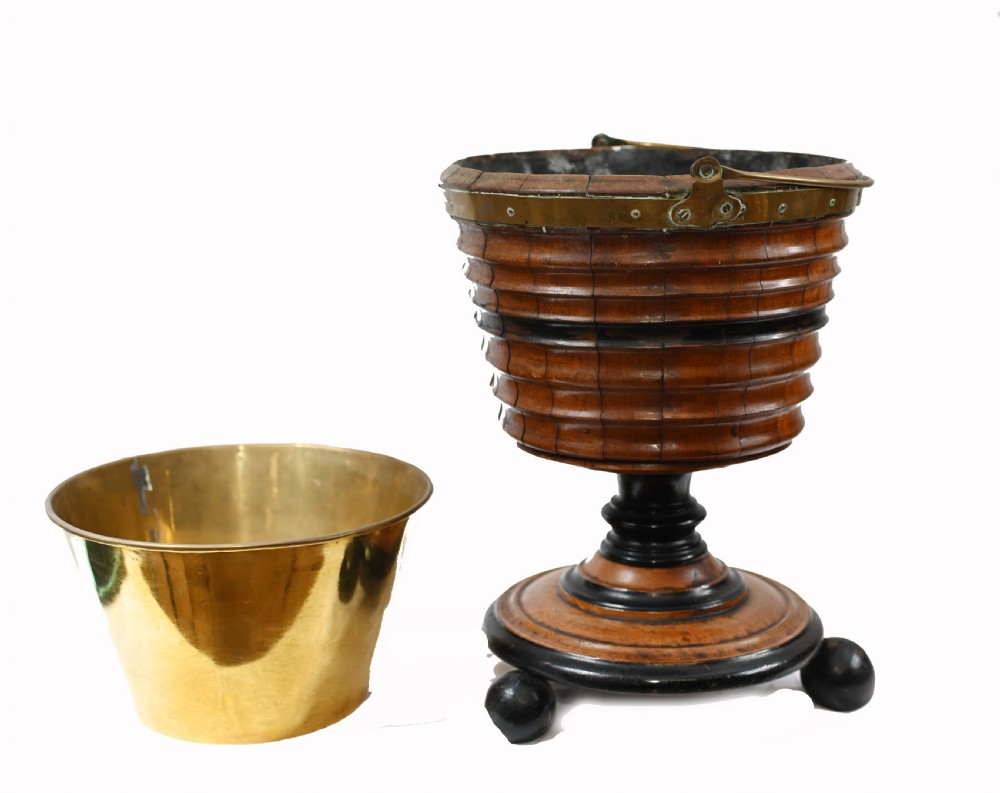 1880 Dutch Teestoof Bucket Planter Ebony Walnut View VIII