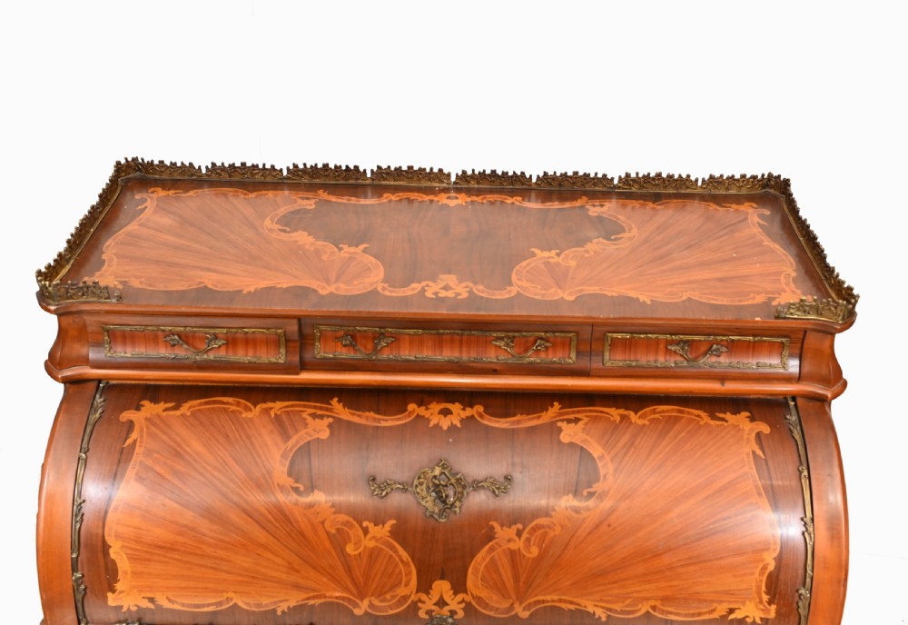 French Roll Top Desk Louis XVI Inlay Bureau View II