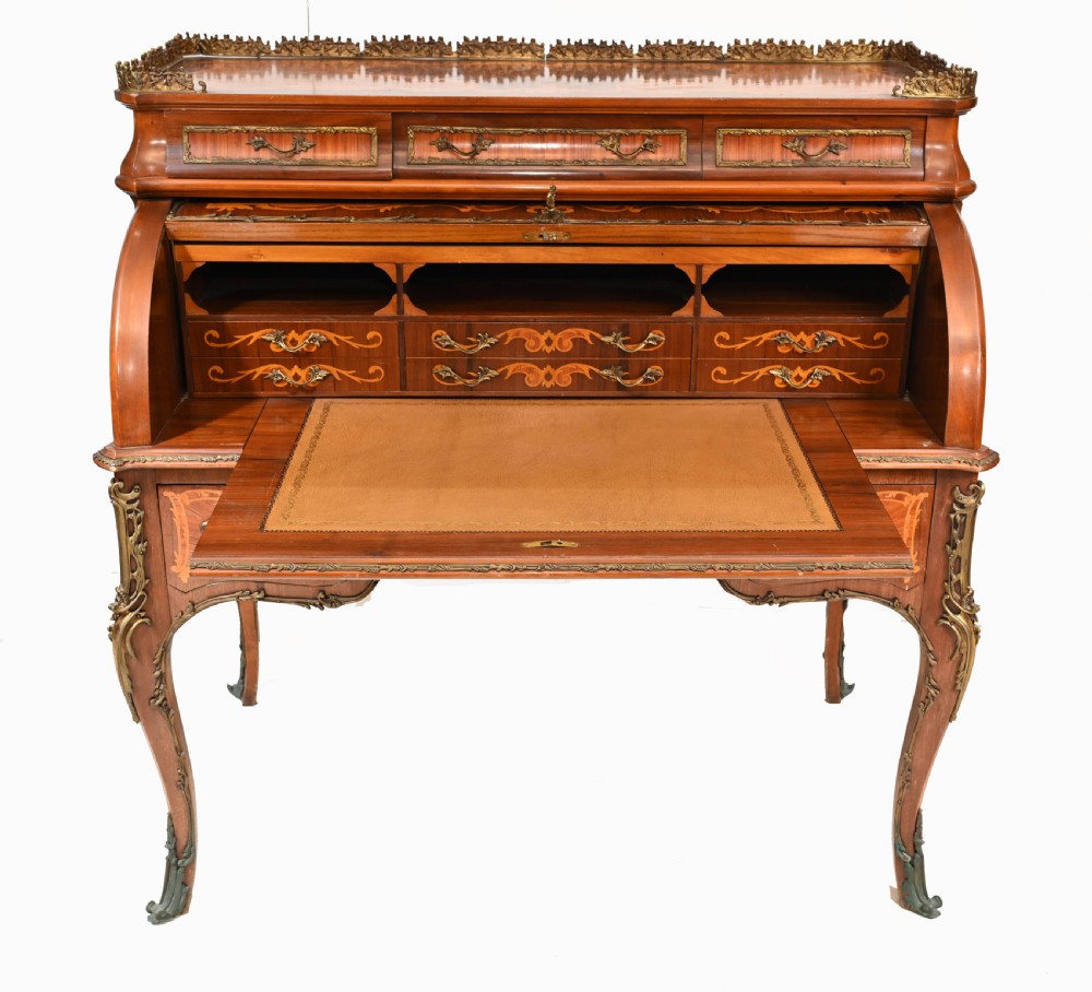 French Roll Top Desk Louis XVI Inlay Bureau View III