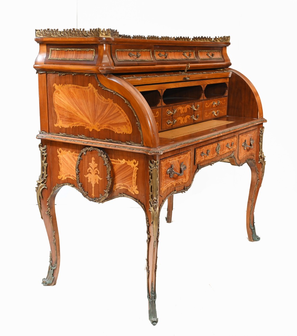French Roll Top Desk Louis XVI Inlay Bureau View IV