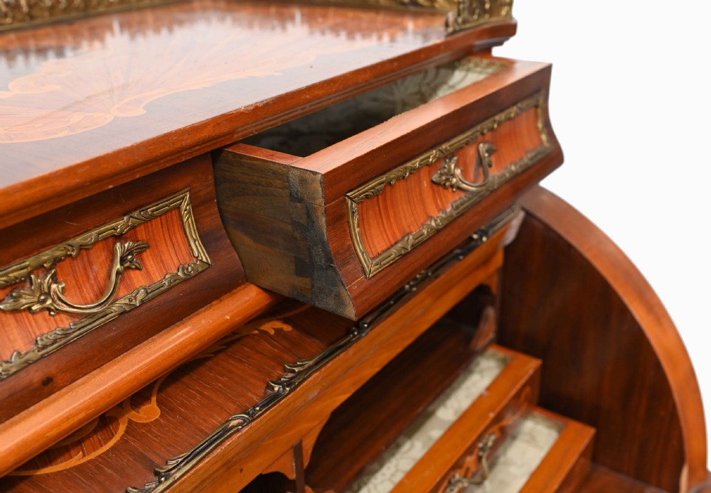 French Roll Top Desk Louis XVI Inlay Bureau View VI