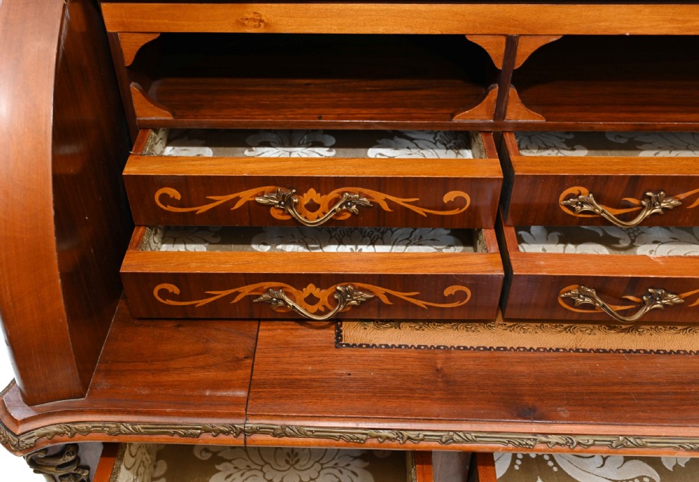 French Roll Top Desk Louis XVI Inlay Bureau View IX