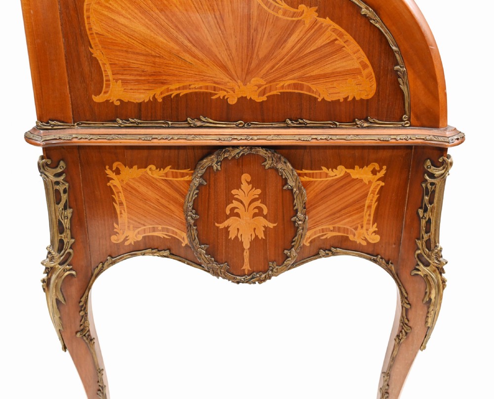 French Roll Top Desk Louis XVI Inlay Bureau View XI