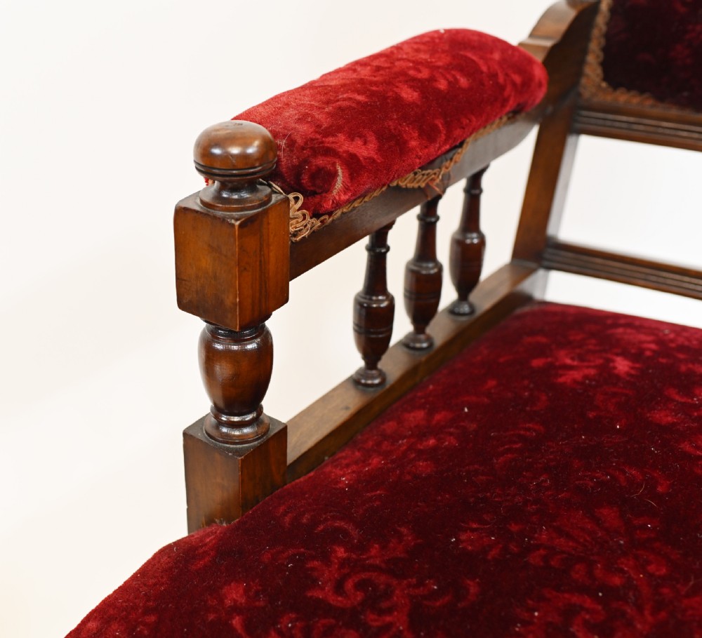 Pair Edwardian Sofa Chairs Mahogany His & Her Seats View IV