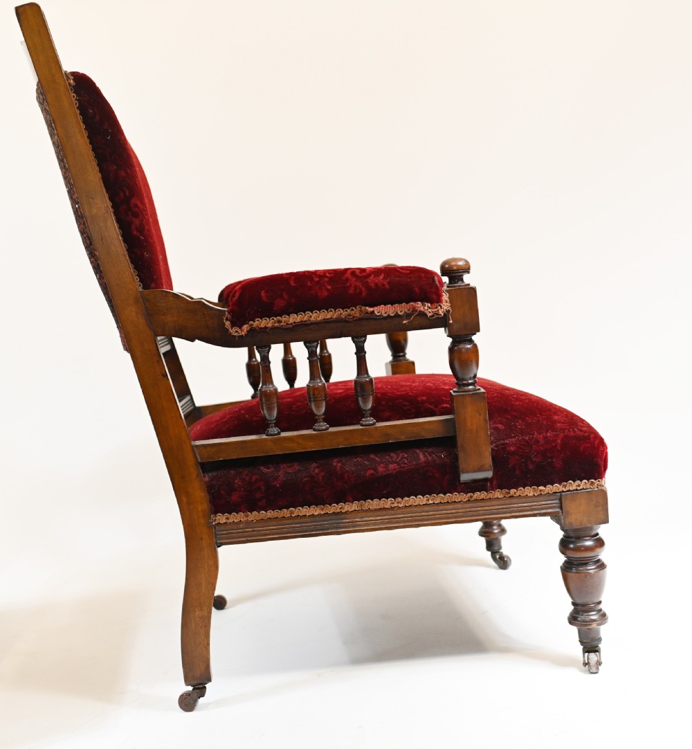 Pair Edwardian Sofa Chairs Mahogany His & Her Seats View VI