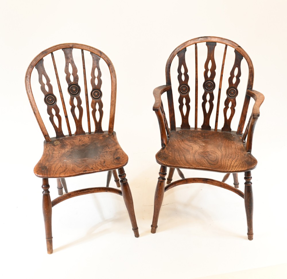 8 Windsor Dining Chairs Elm Wood Farmhouse Diners View IV