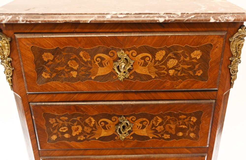 French Chest Drawers Antique Tall Boy Inlay 1880 View II