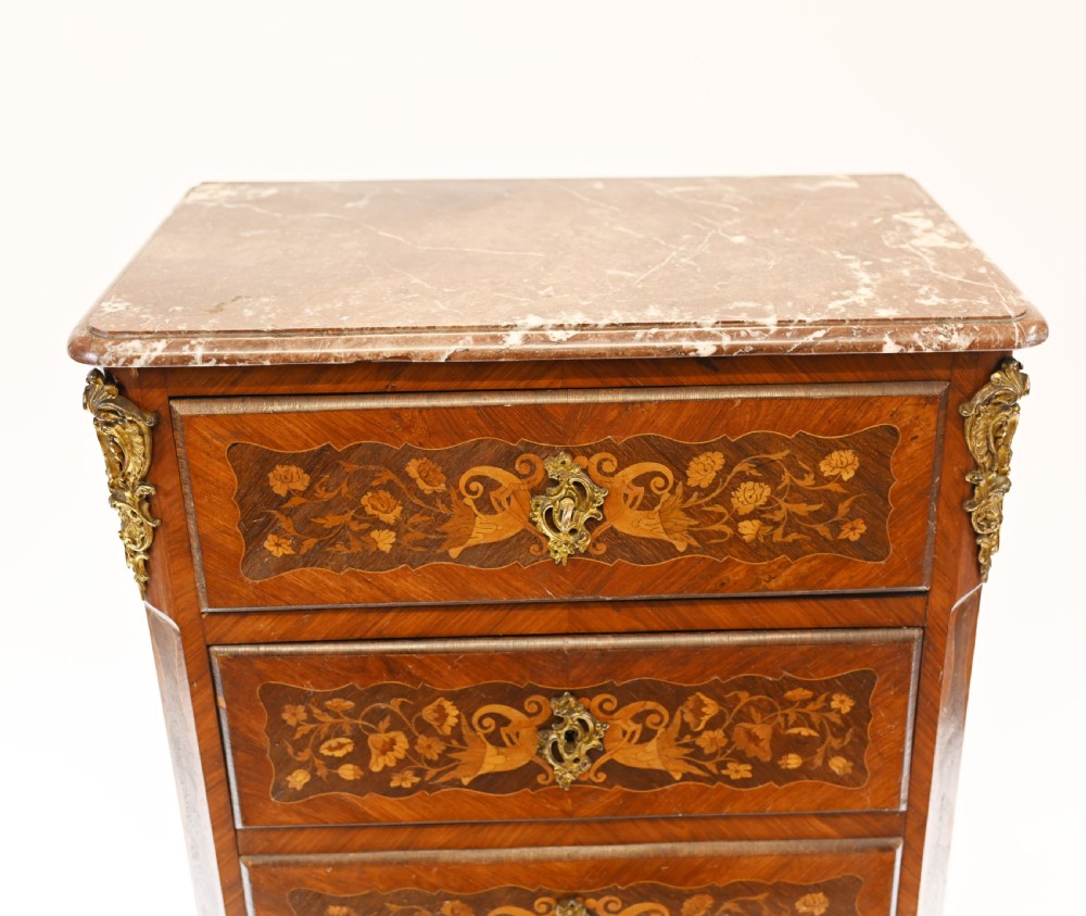 French Chest Drawers Antique Tall Boy Inlay 1880 View IV