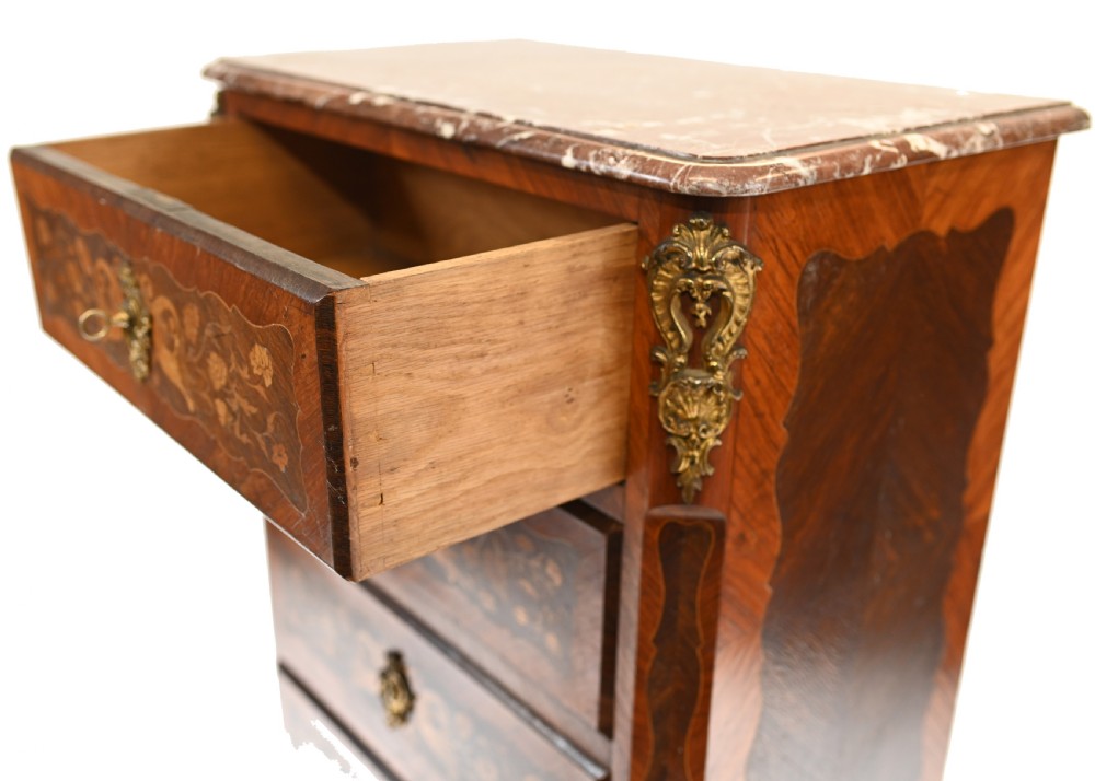 French Chest Drawers Antique Tall Boy Inlay 1880 View VIII