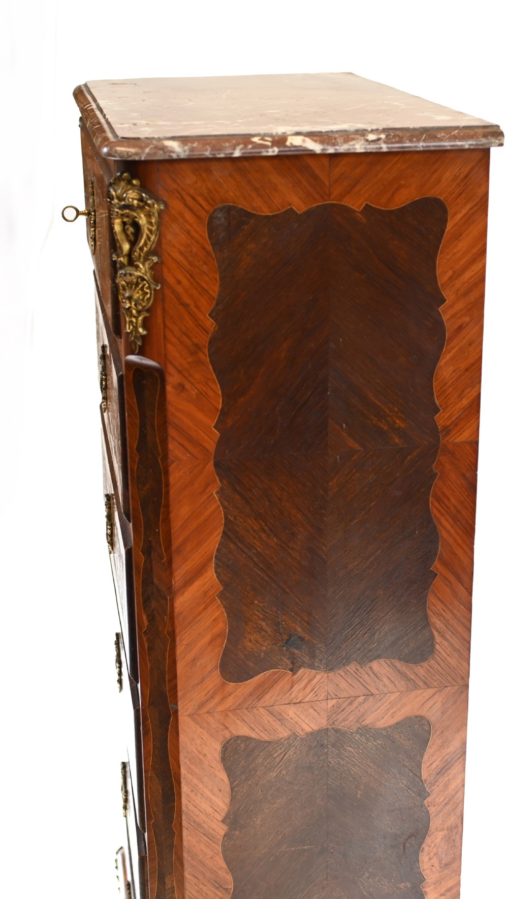 French Chest Drawers Antique Tall Boy Inlay 1880 View X