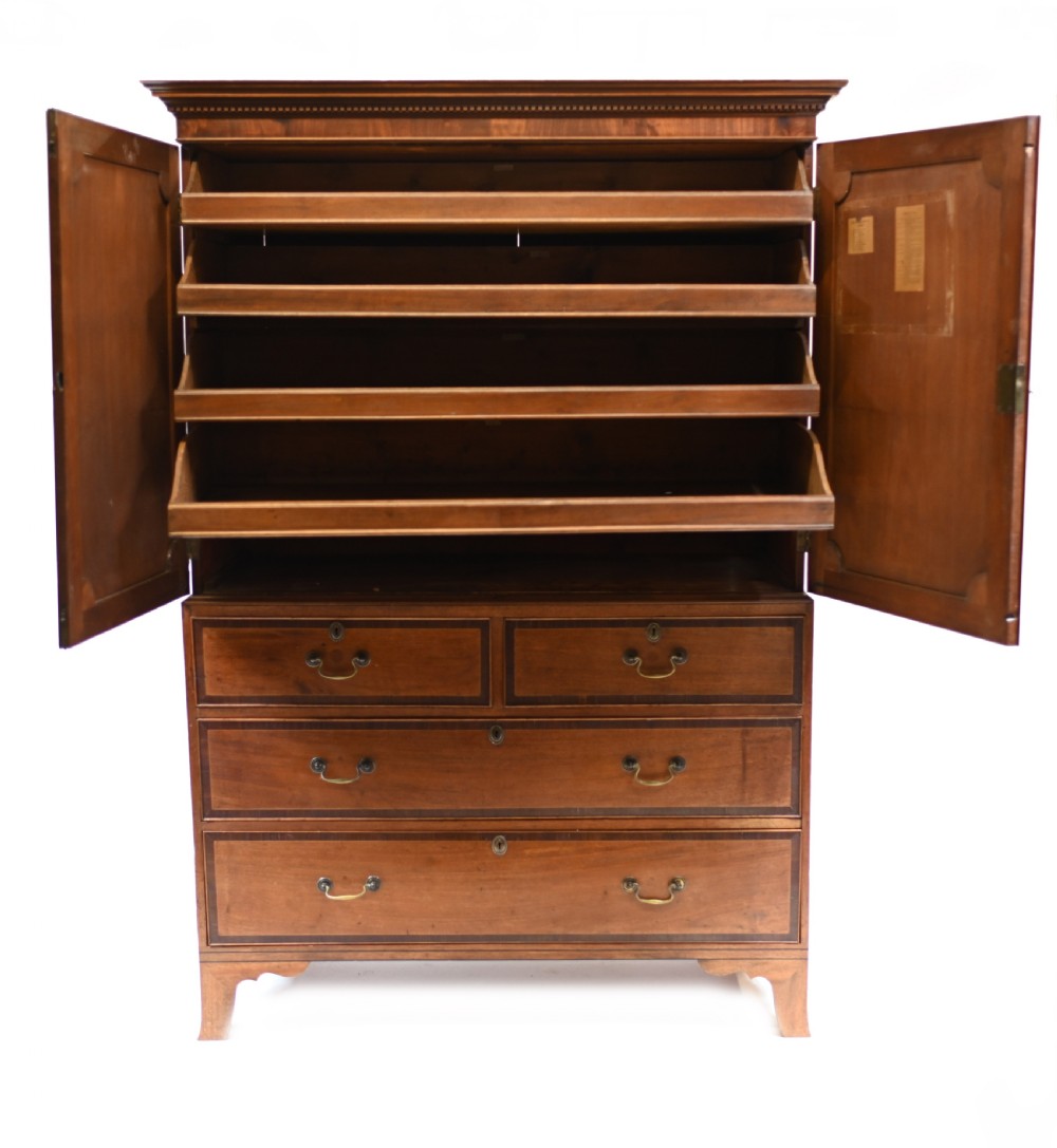 Georgian Linen Press Mahogany Inlay Cabinet 1790 View IX