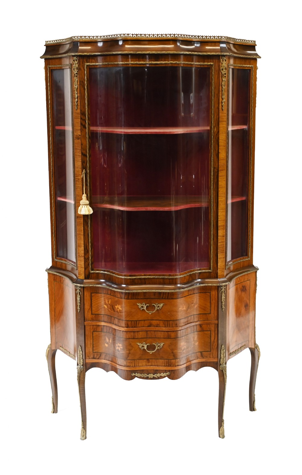 French Antique Vitrine Shaped China Cabinet 1880 View II