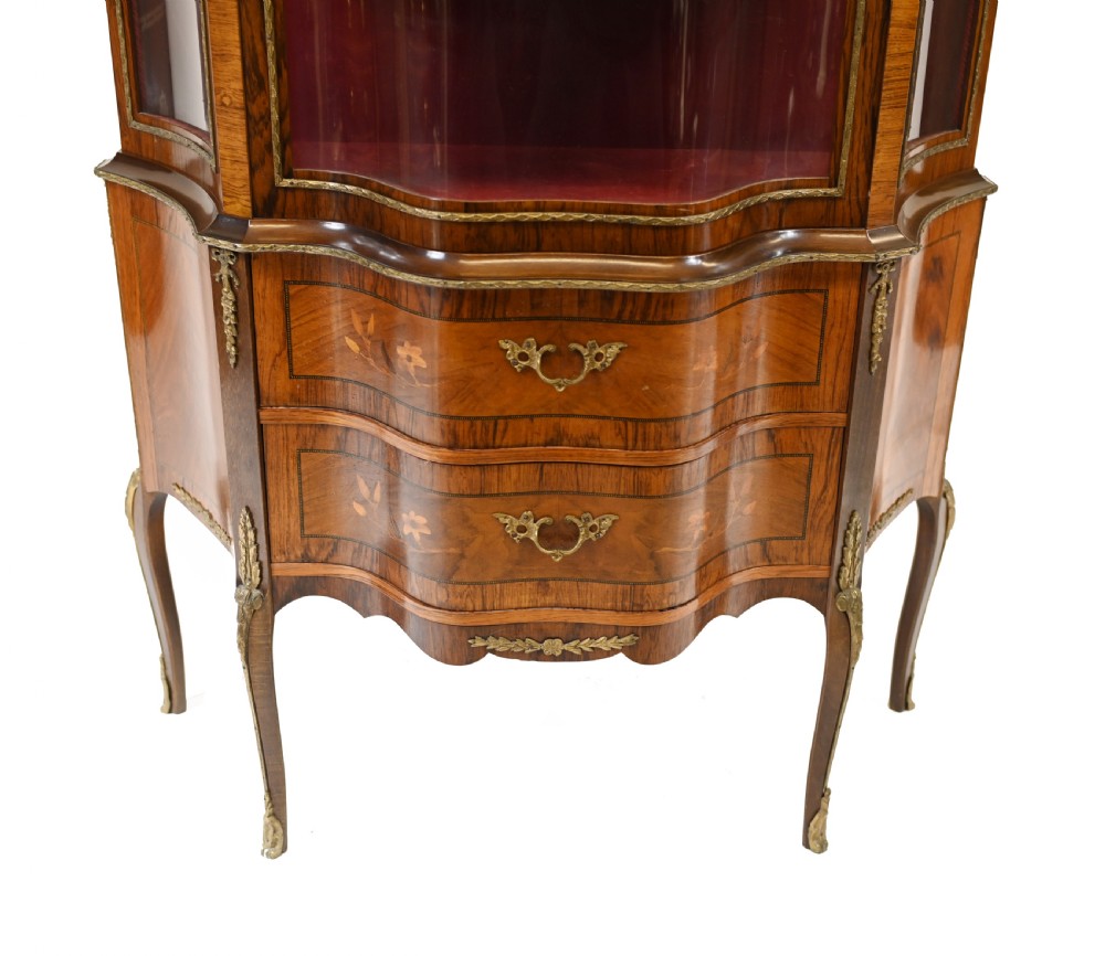 French Antique Vitrine Shaped China Cabinet 1880 View III