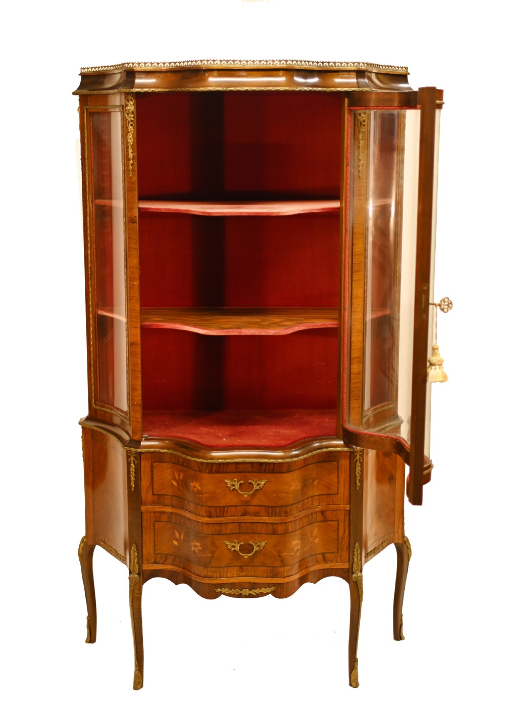 French Antique Vitrine Shaped China Cabinet 1880 View V