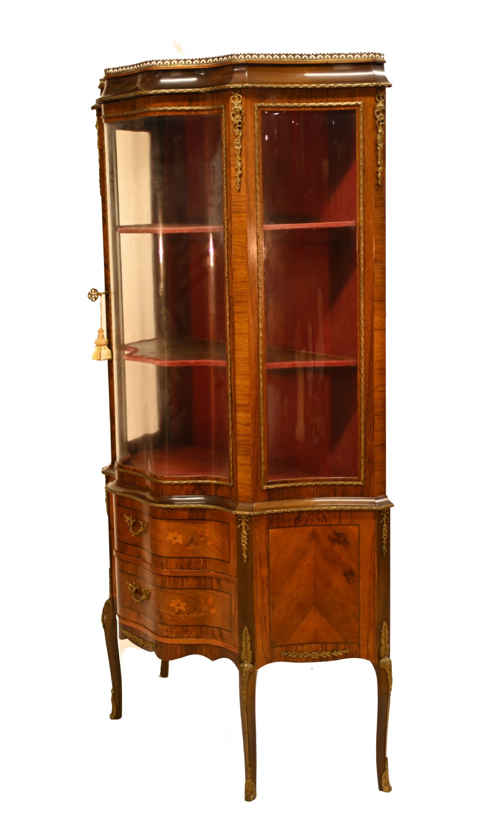 French Antique Vitrine Shaped China Cabinet 1880 View VI