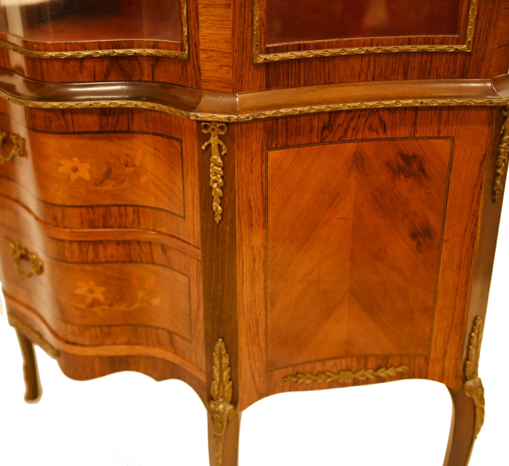French Antique Vitrine Shaped China Cabinet 1880 View X