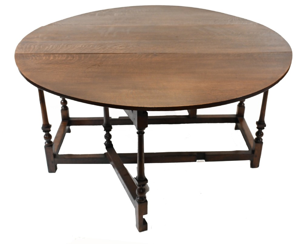 Oak Drop Leaf Table Jacobean Farmhouse Gateleg View IV