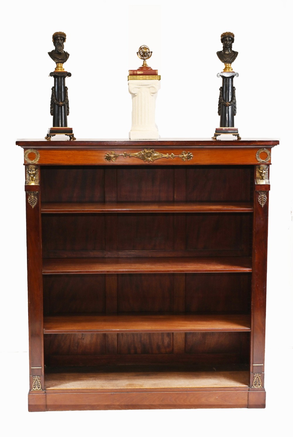 French Empire Bookcase Open Antique Mahogany 1890 View II