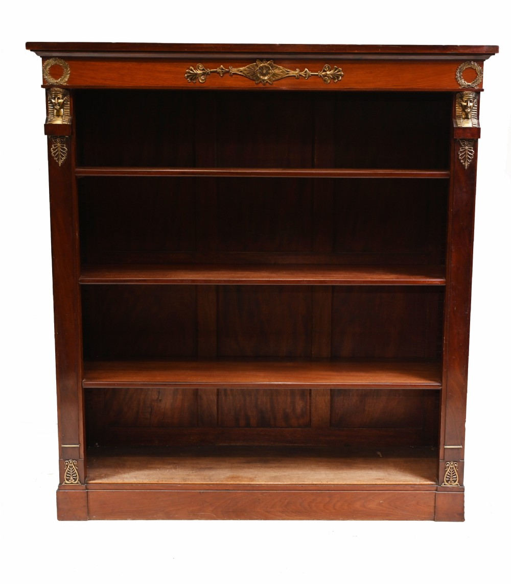 French Empire Bookcase Open Antique Mahogany 1890 View III