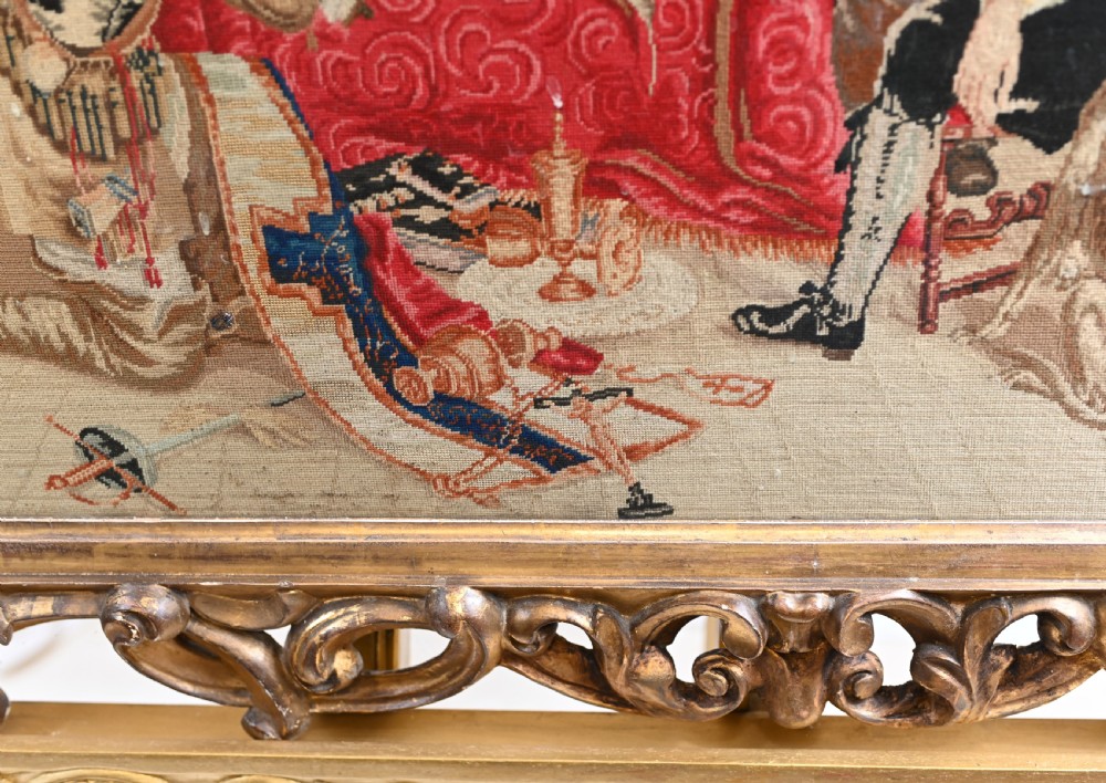 Victorian Needlepoint Tapestry Gilt Frame Cromwell 1840 View VII
