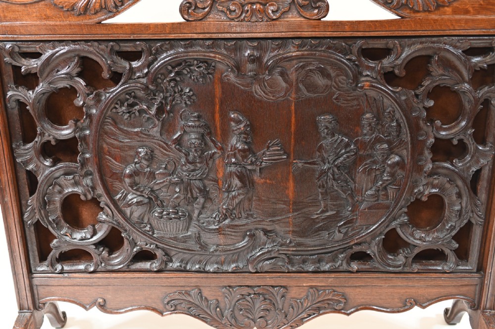 Flemish Carved Fire Screen Divider Walnut 1880 View II